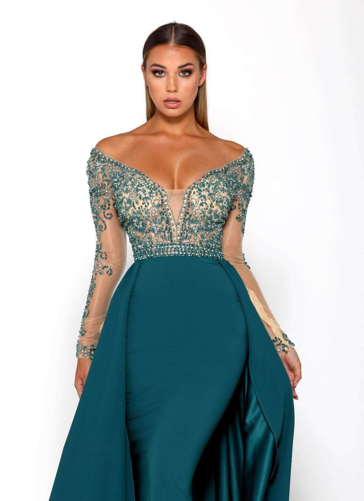  Miss ord Women's Plus Size Chiffon Tulle V Neck Cloak Sleeve  Formal Maxi Dress, Sequin Split Back Mermaid Evening Prom Gown Green :  Clothing, Shoes & Jewelry