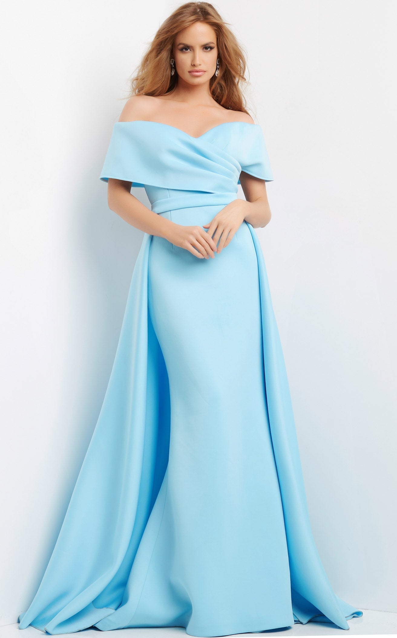 Goddiva Off The Shoulder Wrap Maxi Dress - Powder Blue
