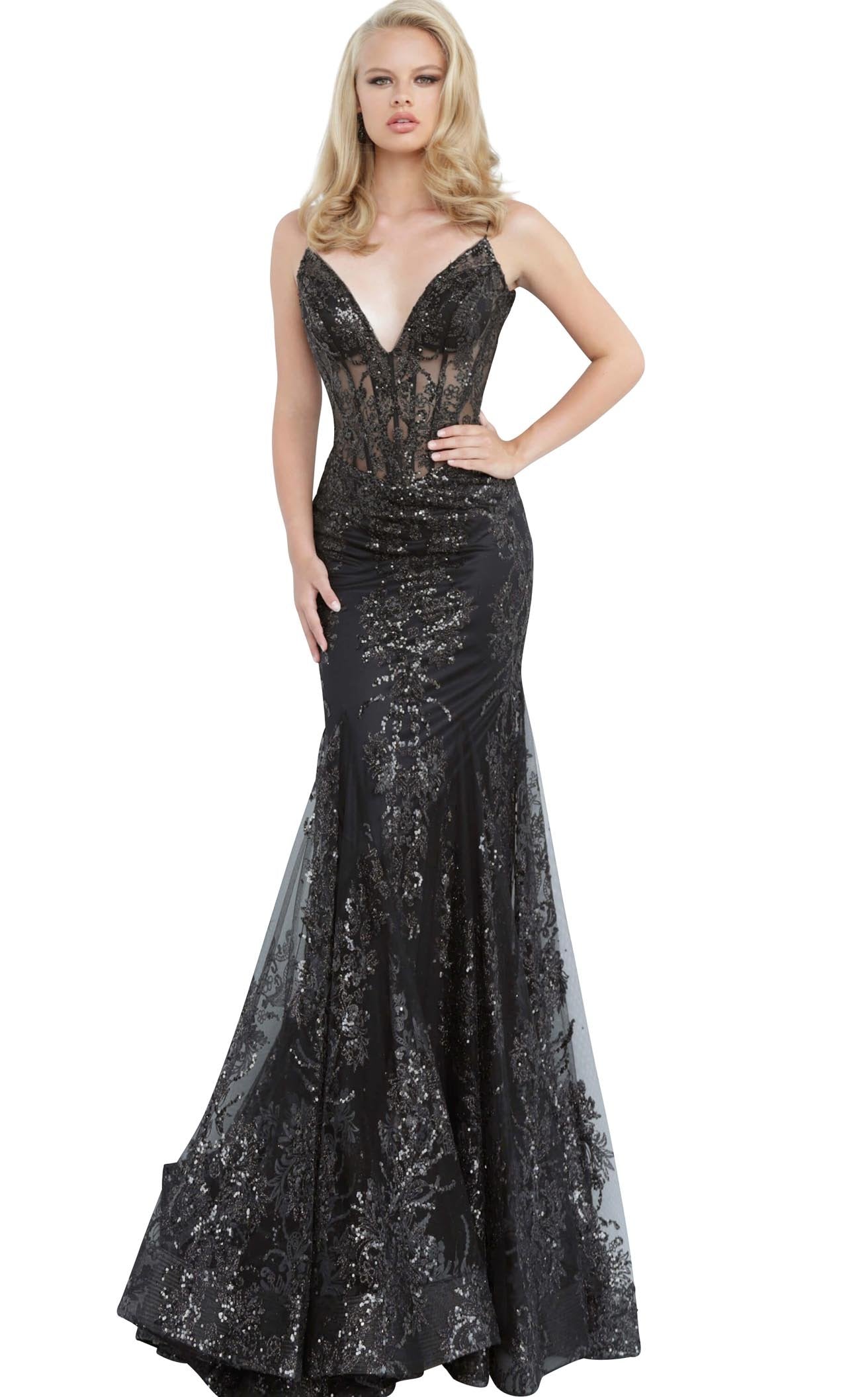 Jovani Black Lace Prom Dress