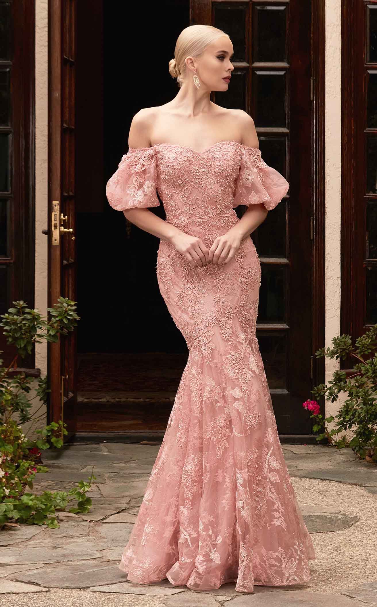 Rose pink long hot sale sleeve dress