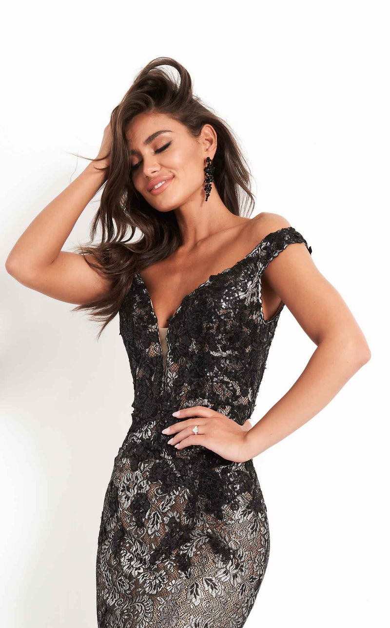 Jovani 06437BG Black/Silver