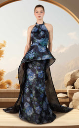 Janique 34981 Twilight Blossoms/Black/Blue