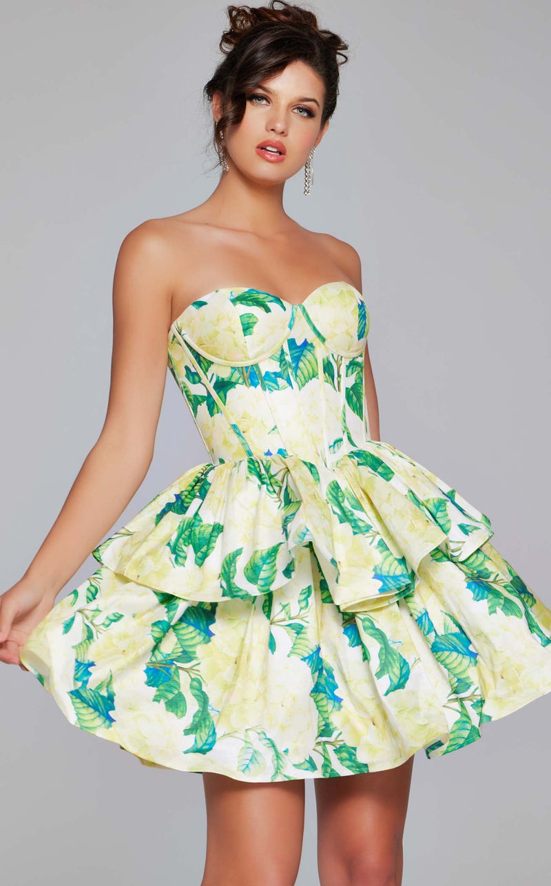 Jovani 37057 Green/Yellow-Print