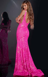 Jovani 38053 Neon Hot Pink