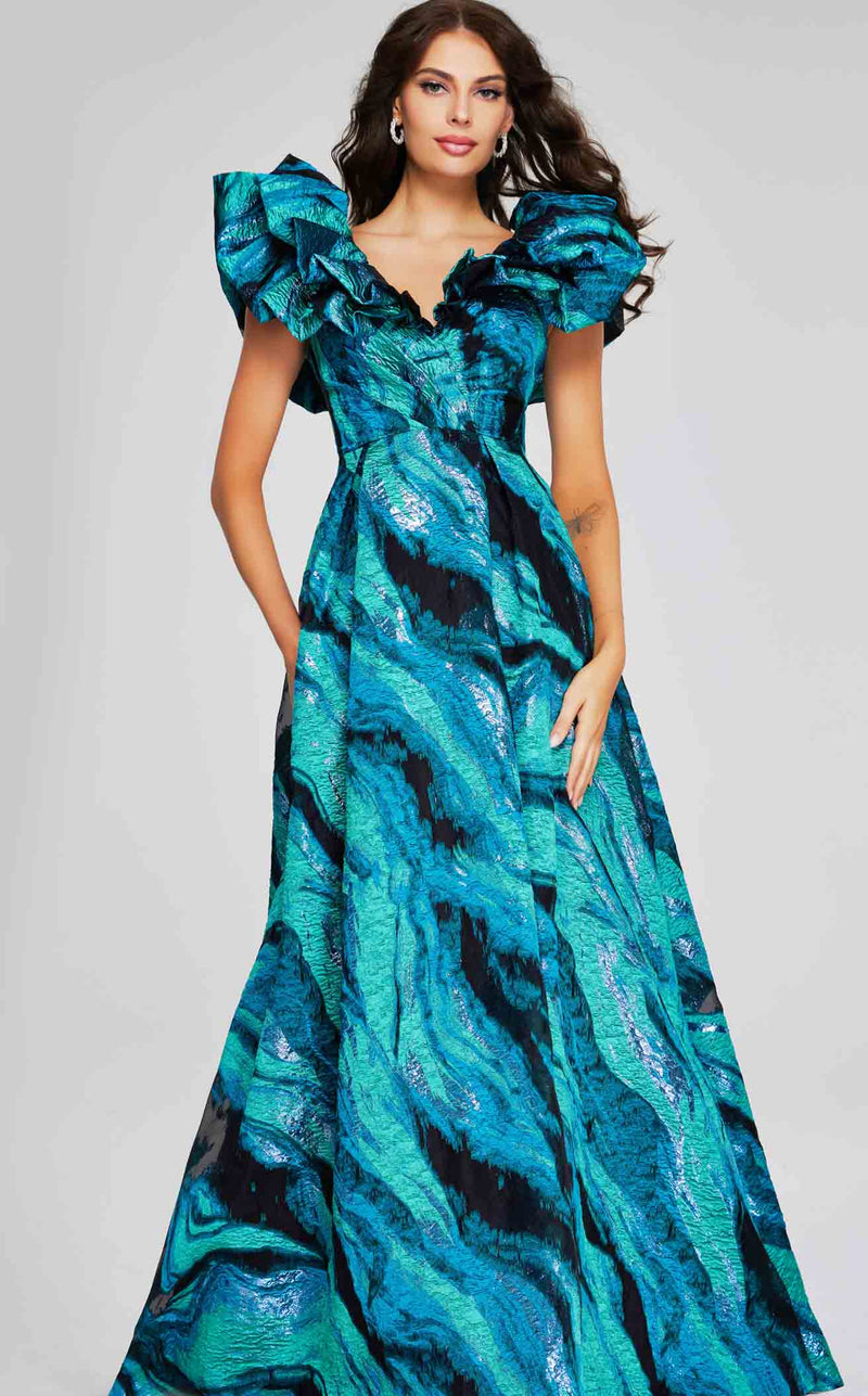 Jovani 40696 Teal-Multi