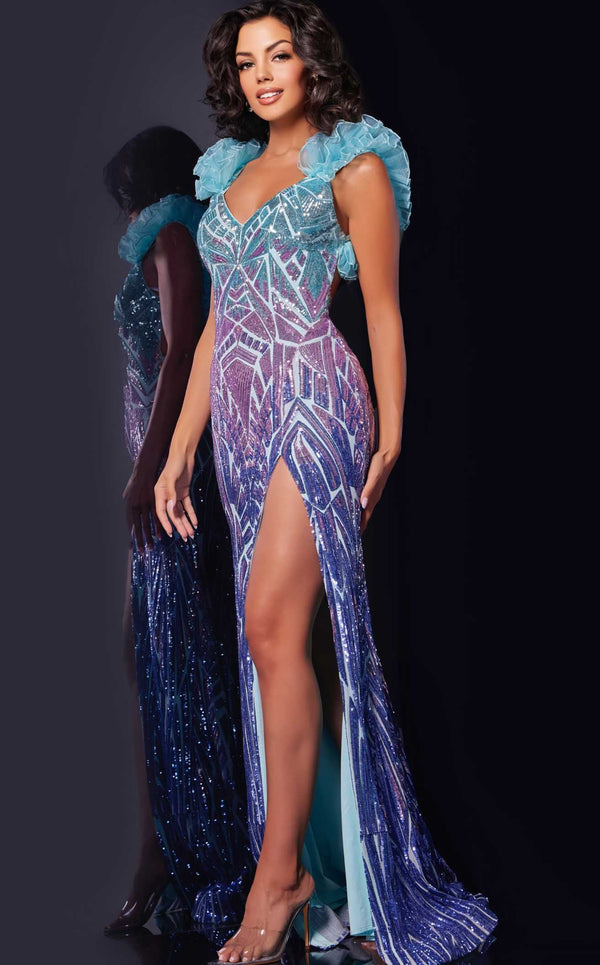 Jovani 40761 Blue-Lilac-Indigo