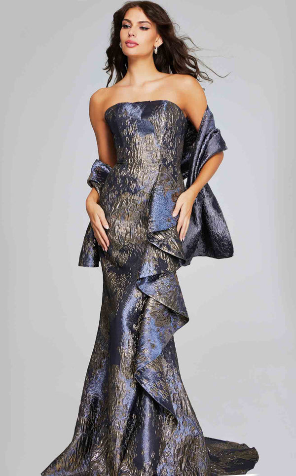 Jovani 42028 Gunmetal-Gold