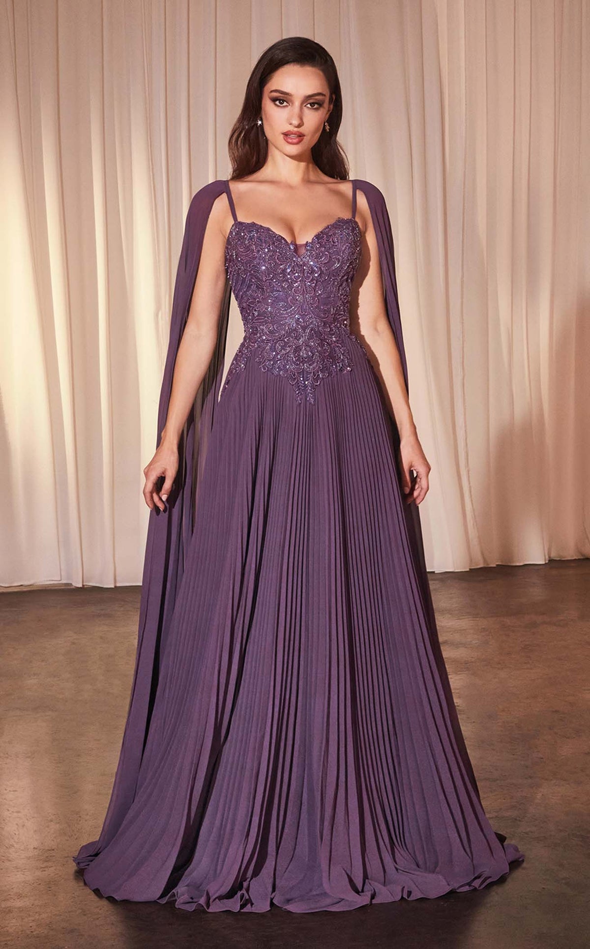 Madison James Purple and White Sequin A-Line Chiffon Gown 2024 8