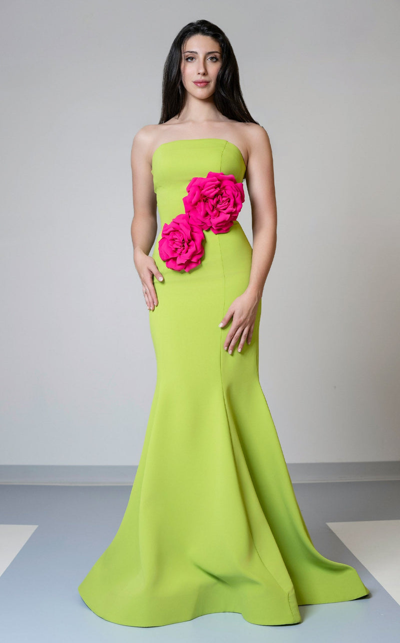 MNM Couture V07548 Green-Fuchsia