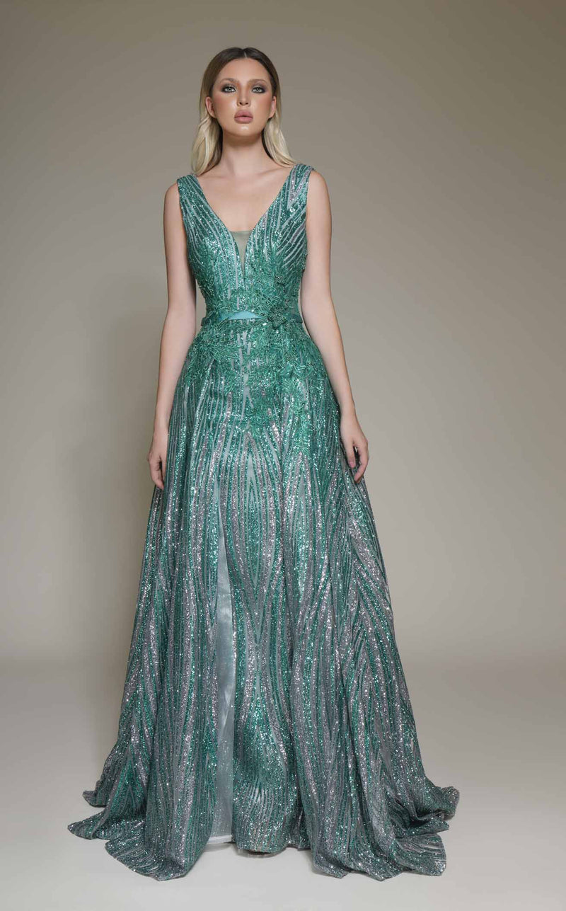 Modessa Couture M19092 Green-Silver