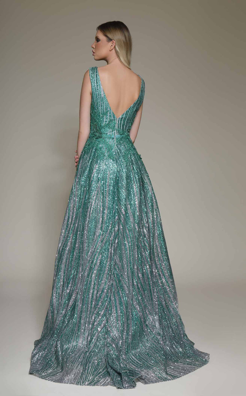 Modessa Couture M19092 Green-Silver