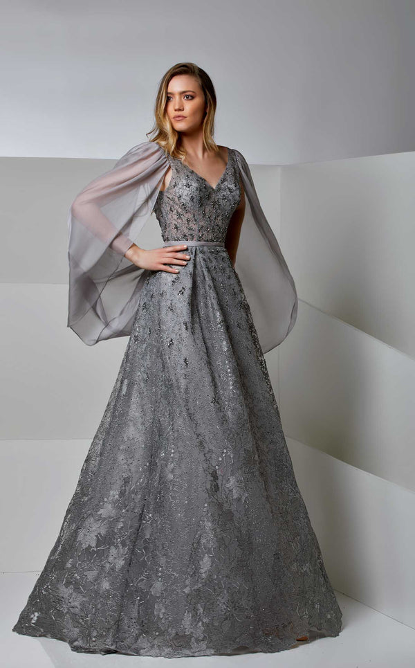 Modessa Couture M20208 Metallic-Anthracite