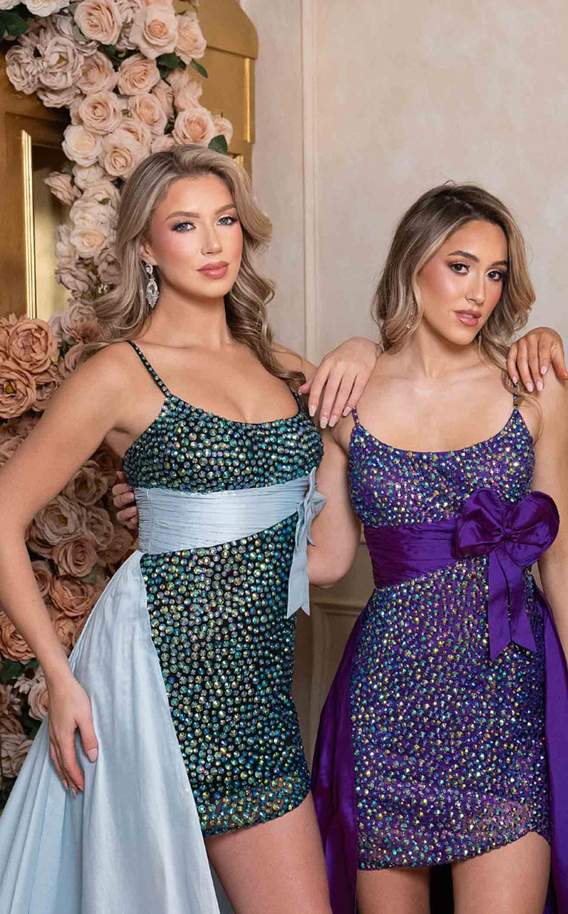 Rachel Allan 40416 Black-Aqua&Purple