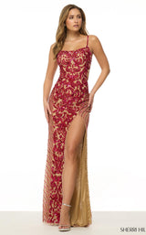 Sherri Hill 57078 Nude-Red-Fuchsia