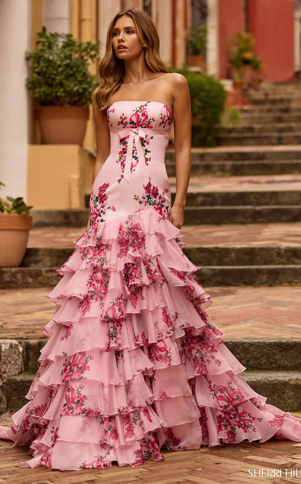 Sherri Hill 57144 Pink Print