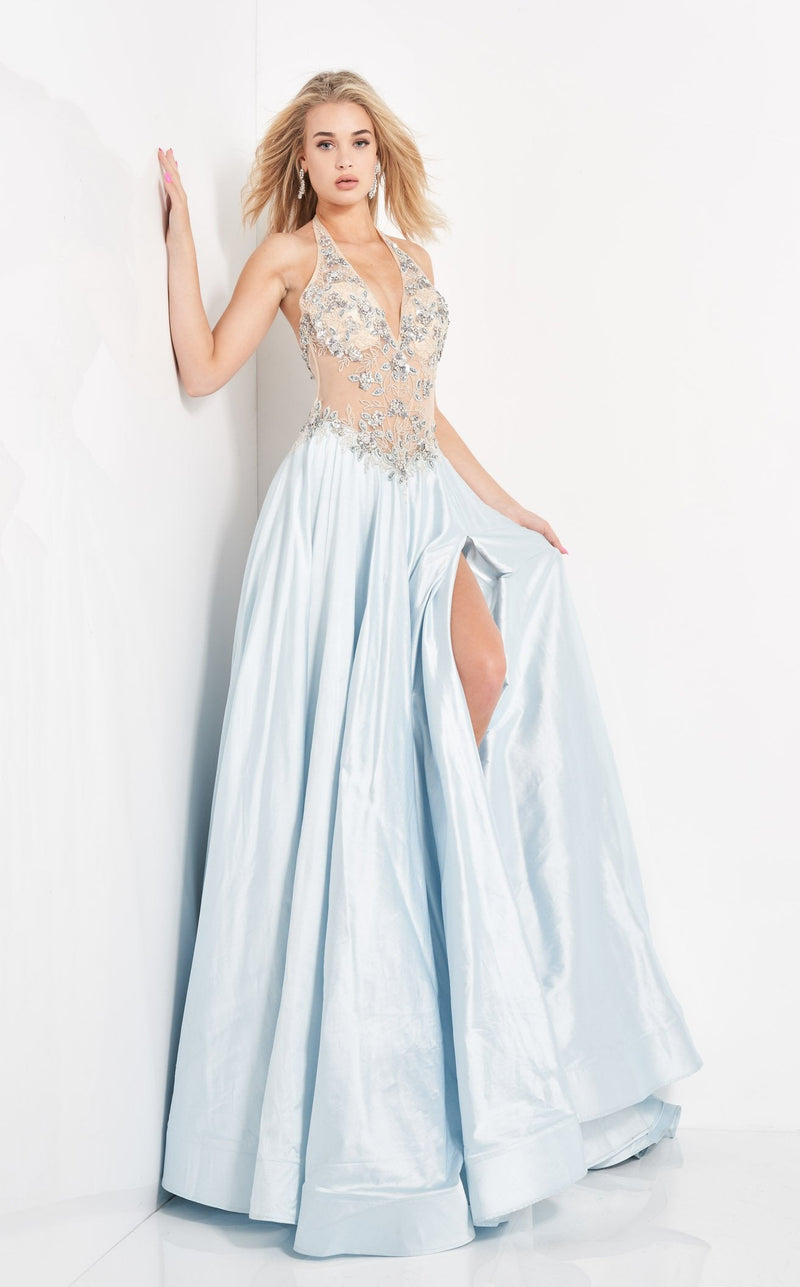 Jovani 05587 Light Blue/Nude