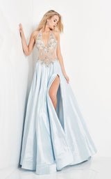 Jovani 05587 Light Blue/Nude