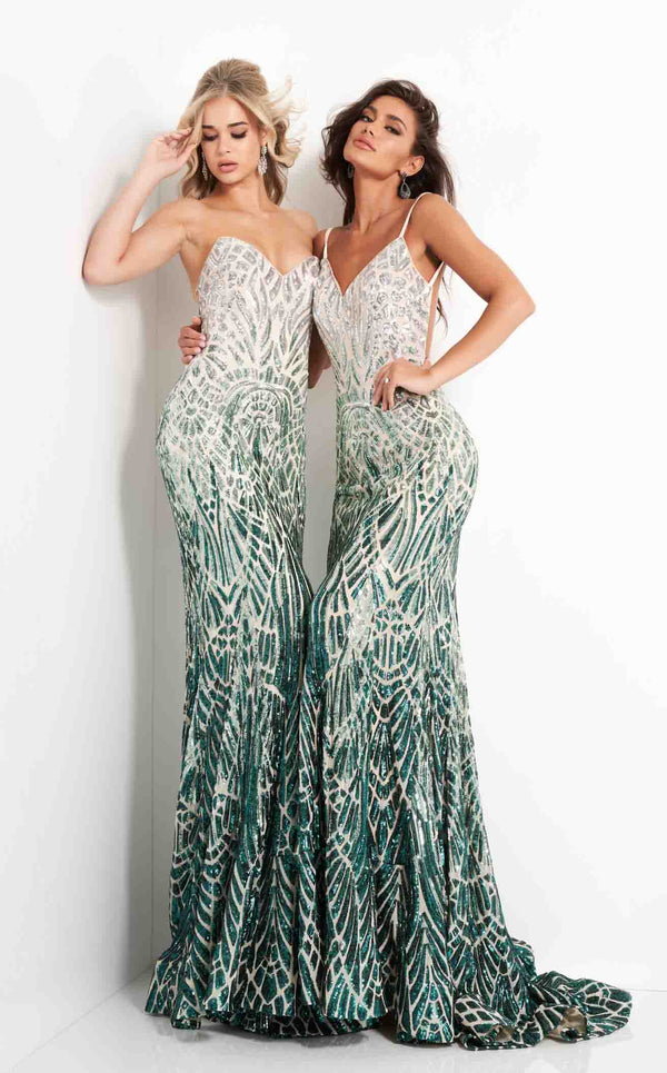 Jovani 06450 Silver-Green