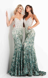 Jovani 06450 Silver-Green