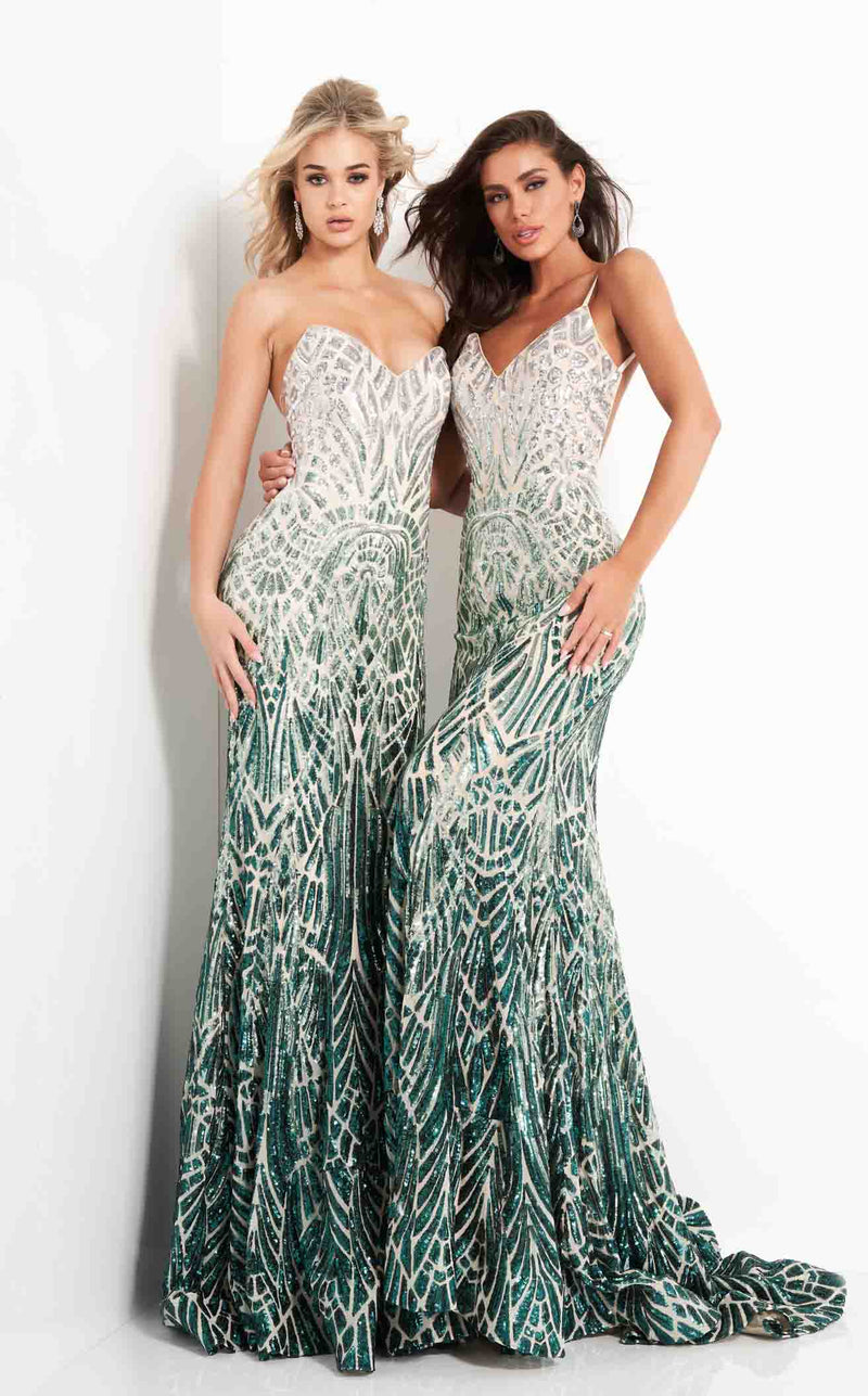 Jovani 06450 Silver-Green