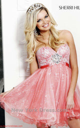 Sherri Hill 2486 White/Coral/Silver