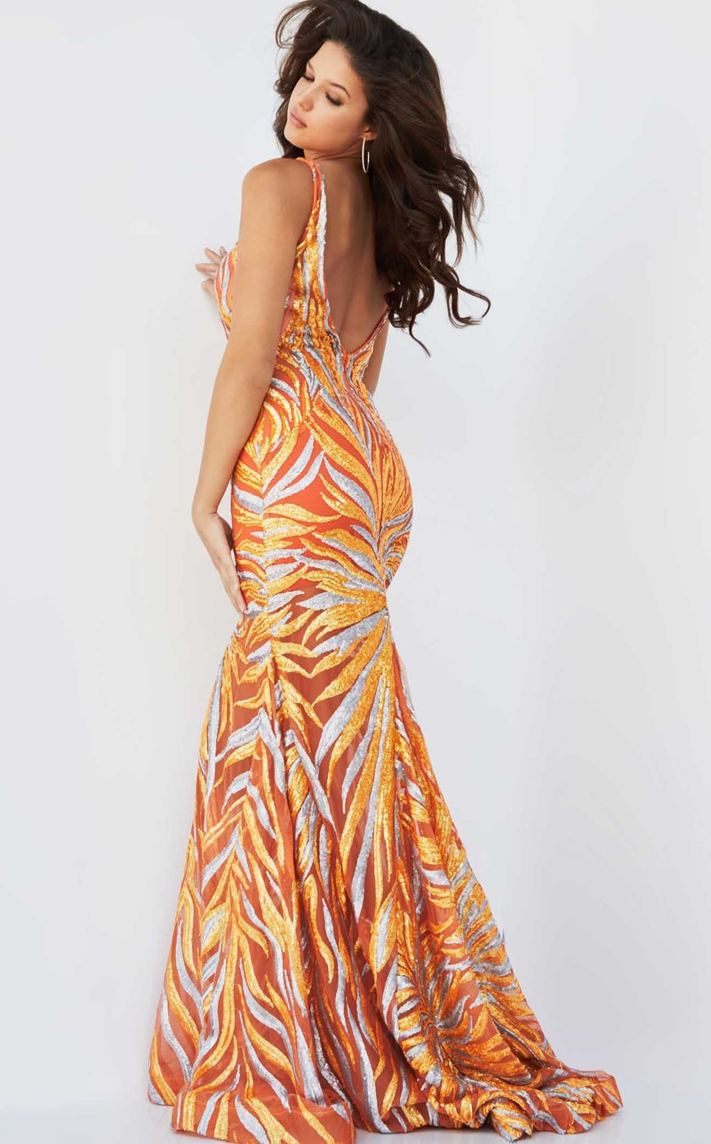 Jovani 06153 Orange-Silver