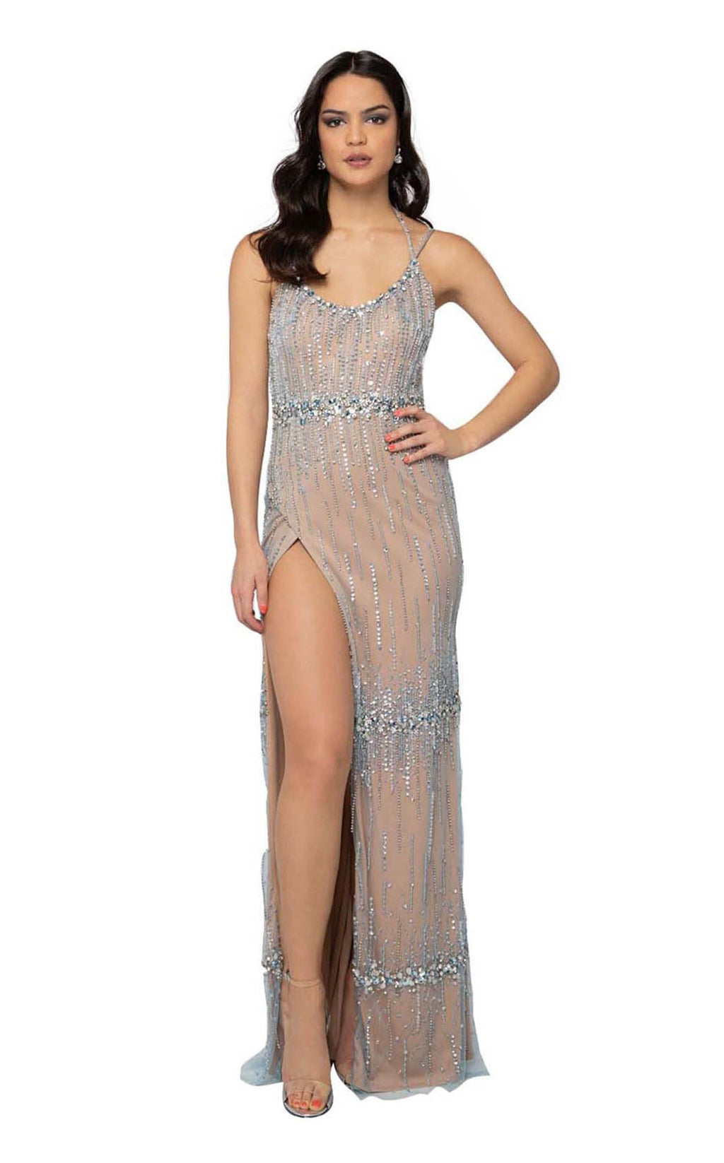 Sequined Backless Gown Open Back Sequin Dress - 2012p1294