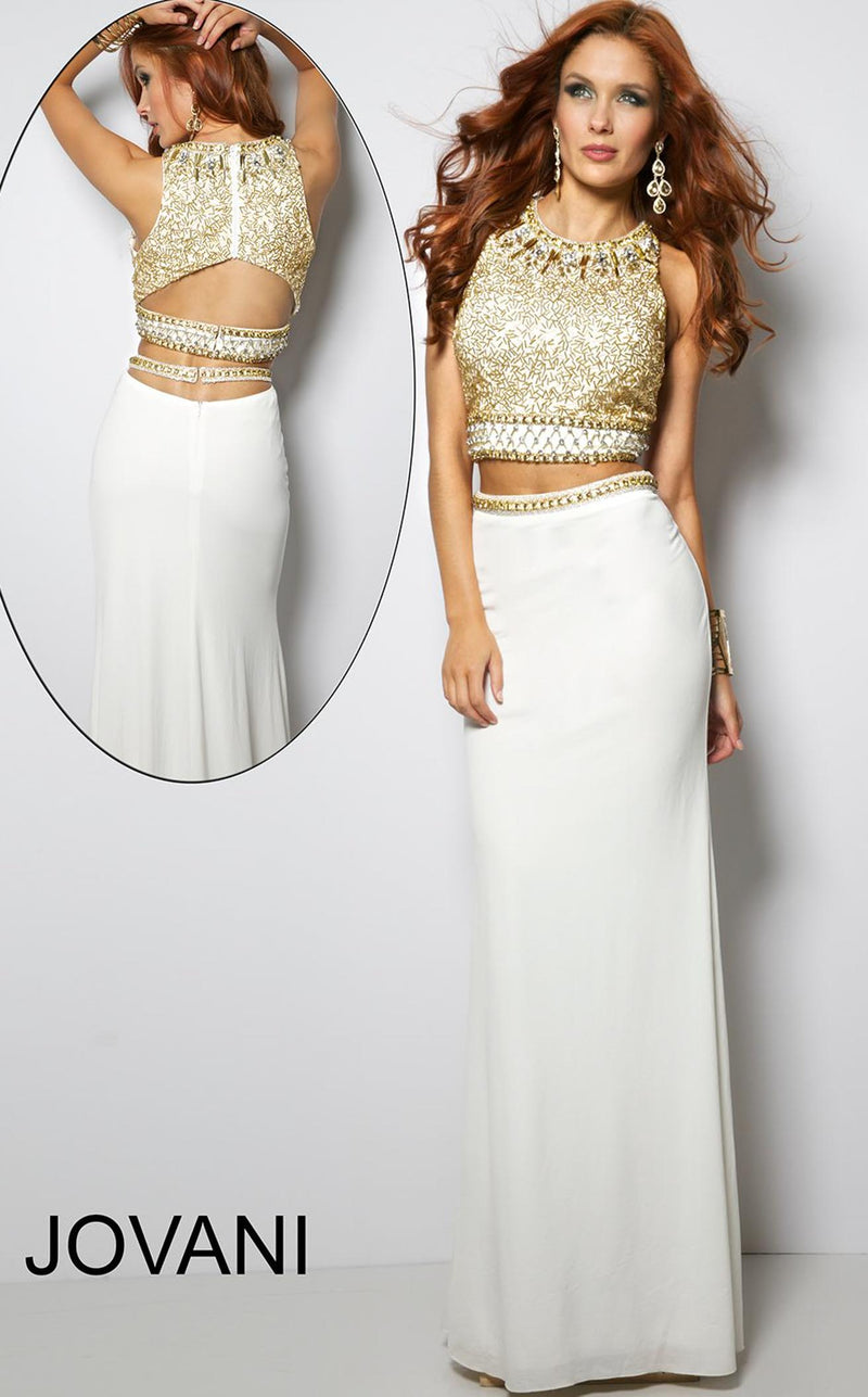 Jovani 24302BG White/Gold