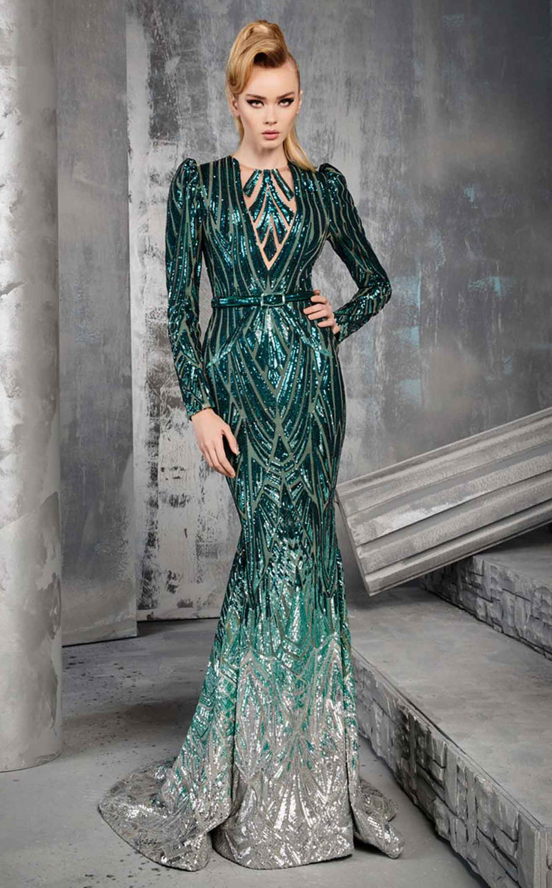 MNM Couture 2628 Green-Silver