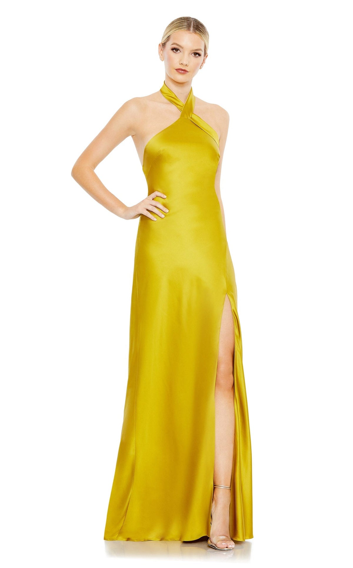 Ieena Duggal 26925 Halter Gown 14 Chartreuse