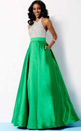 Jovani 29160BG Emerald-Silver