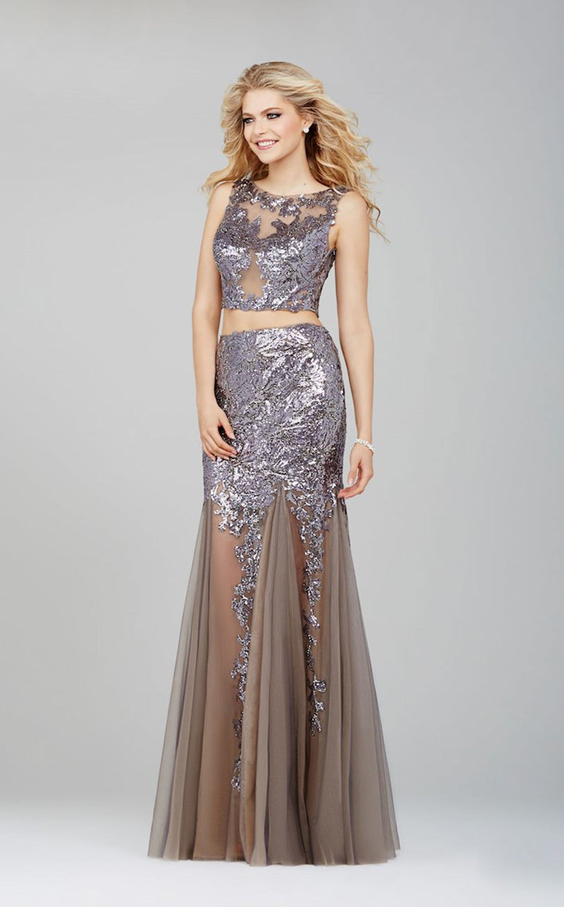 Jovani 36044BG Charcoal/Nude