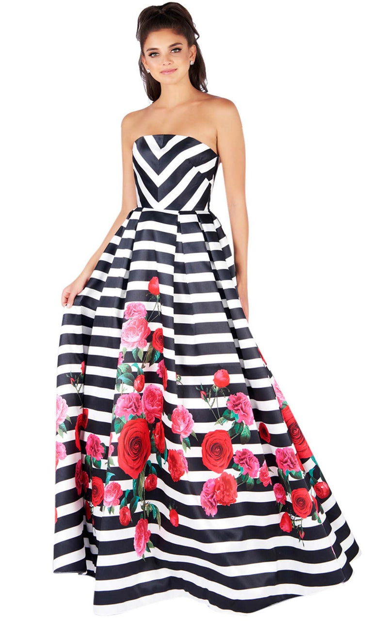 Mac Duggal 40597L Black-White-Rose