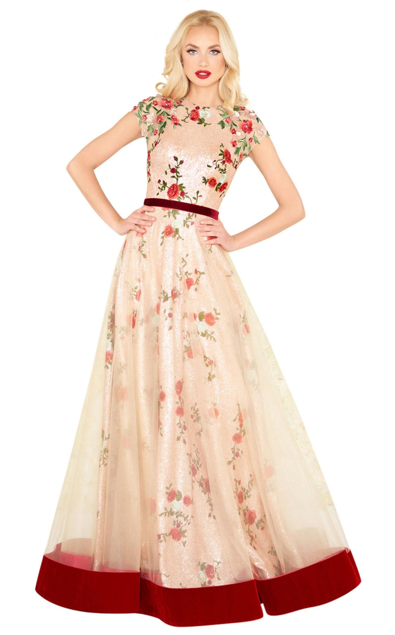 Mac Duggal 40951R Champagne-Rose