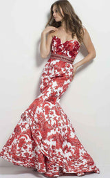 Jovani 49655BG Ivory/Red