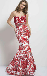 Jovani 49655BG Ivory/Red