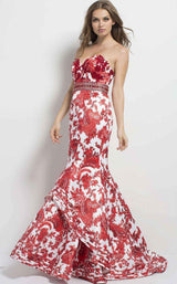 Jovani 49655BG Ivory/Red