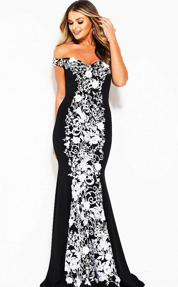 Jovani 54883BG Black/Ivory