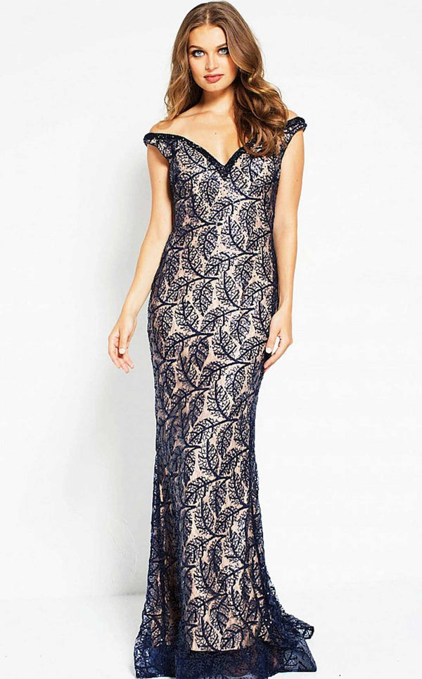 Jovani 55003BG Navy/Nude