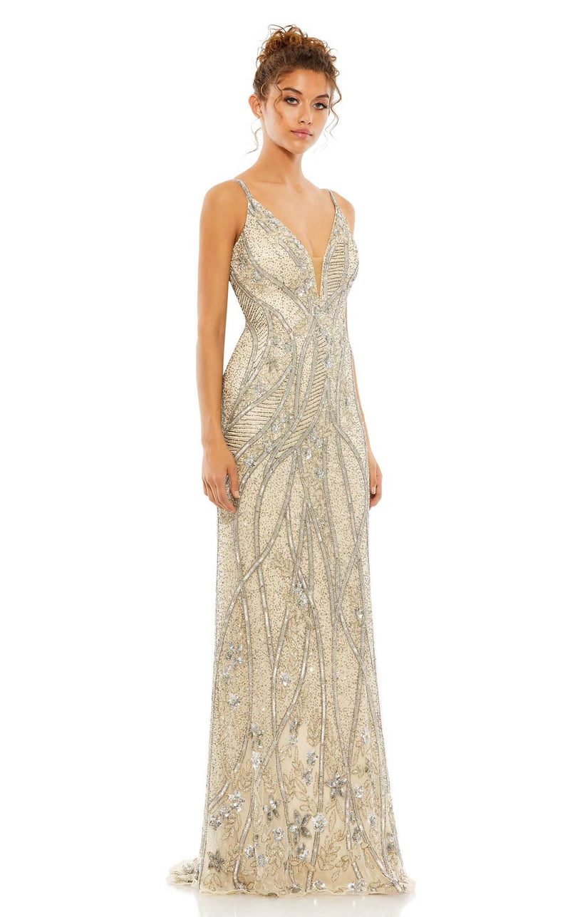 Mac Duggal 5517 Silver/Nude