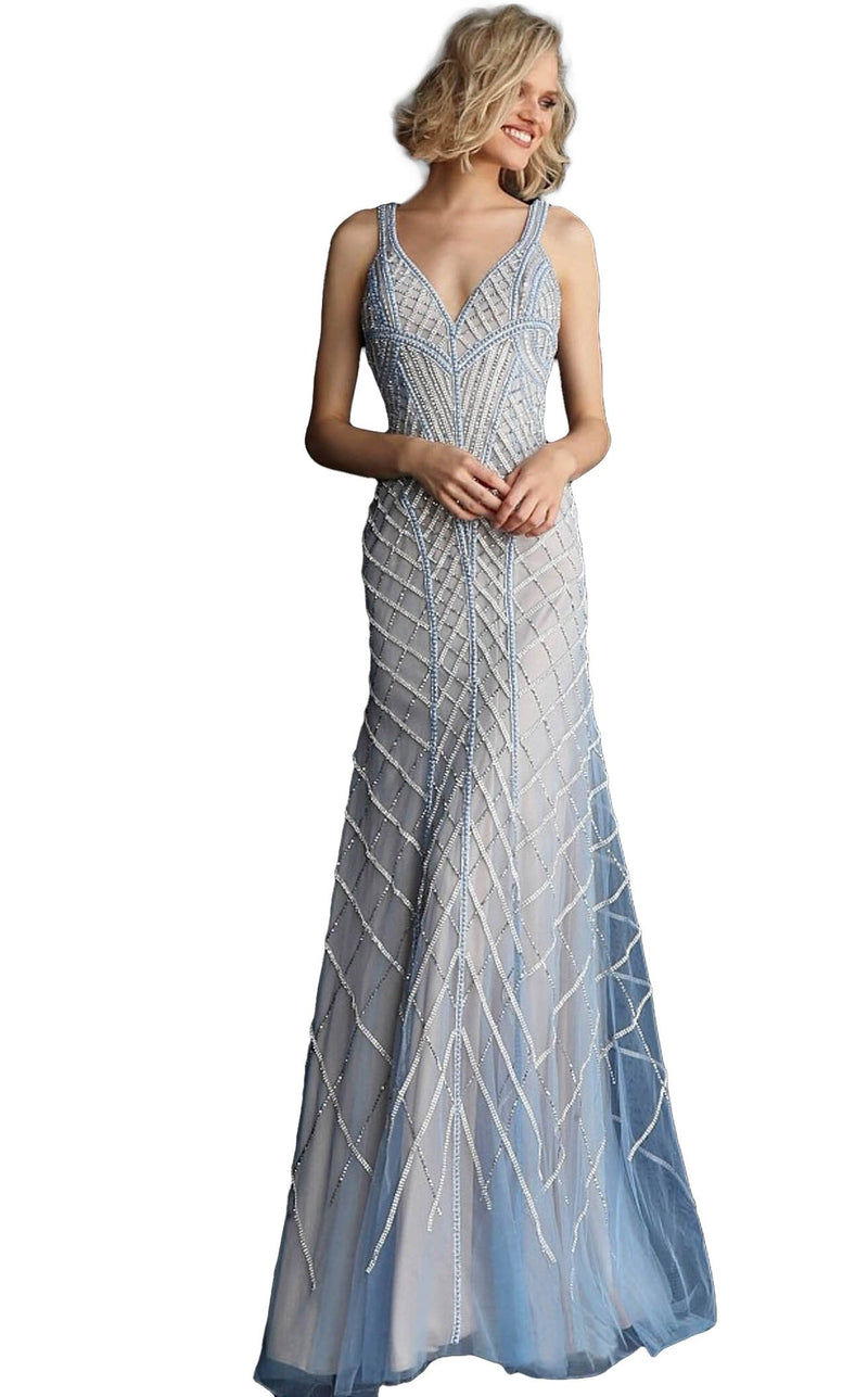 Jovani 55821bg Blue-Nude