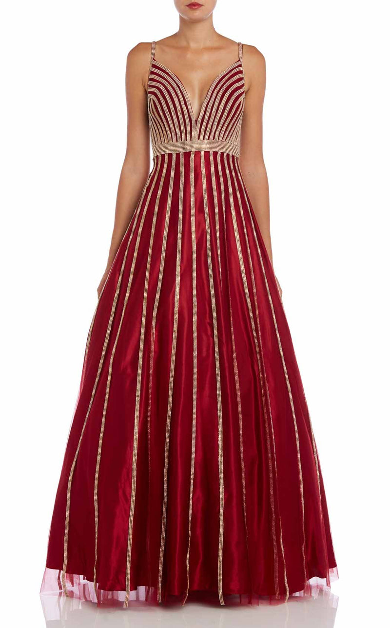 Jovani 57590BG Burgundy/Gold