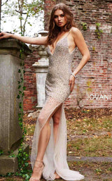 Jovani 58559 Silver/Nude