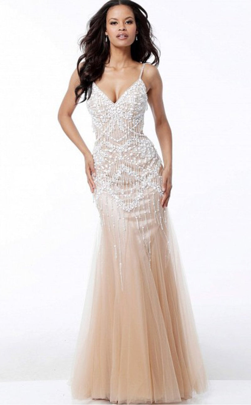 Jovani 60670BG Nude-White