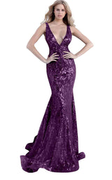 Jovani 63437BG Eggplant