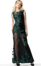 Jovani 63645bg Black/Teal