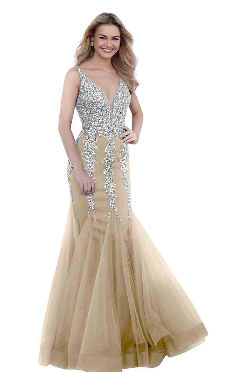 Jovani 63700BG Nude/Silver