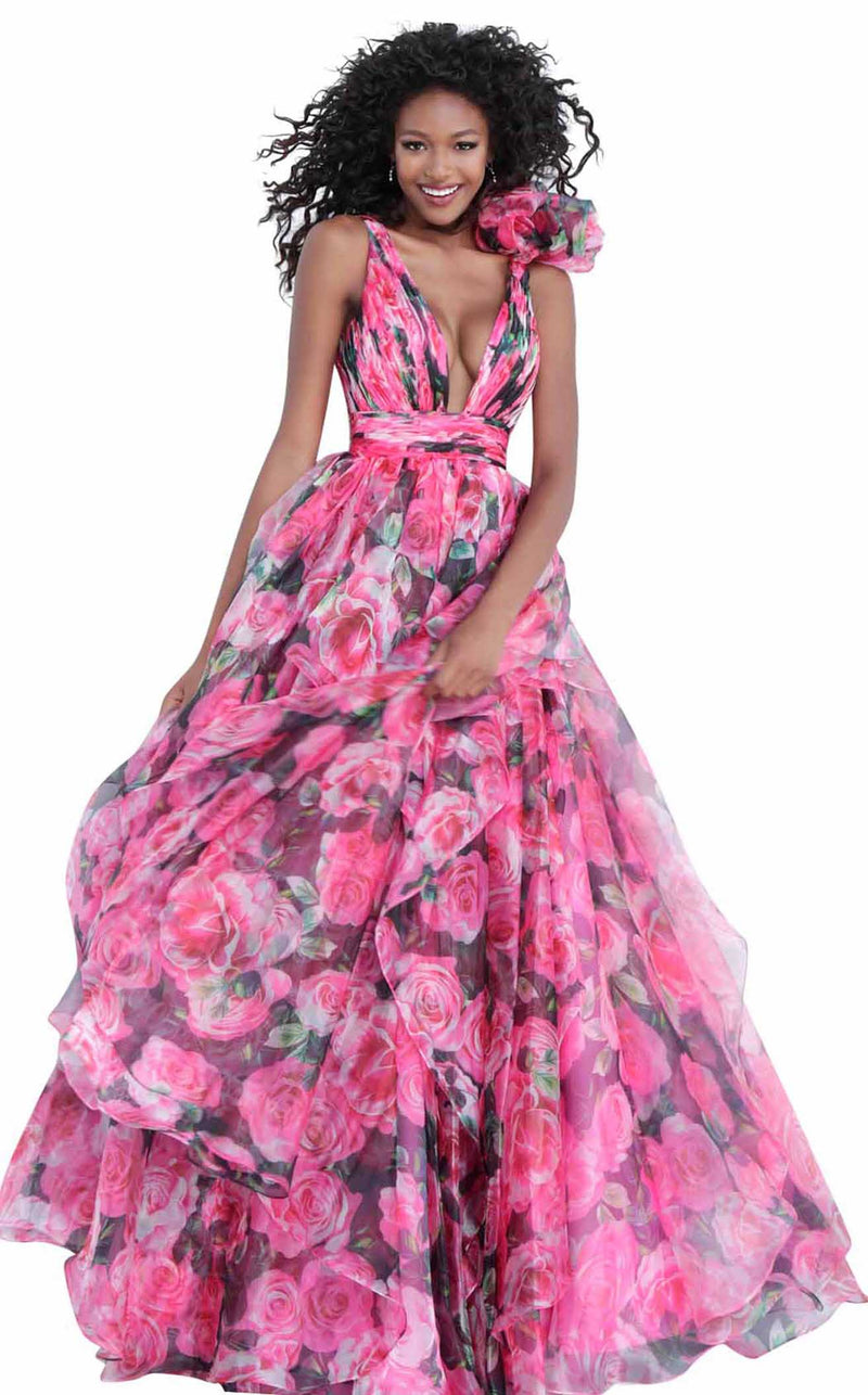 Jovani 65674 Fuchsia Print