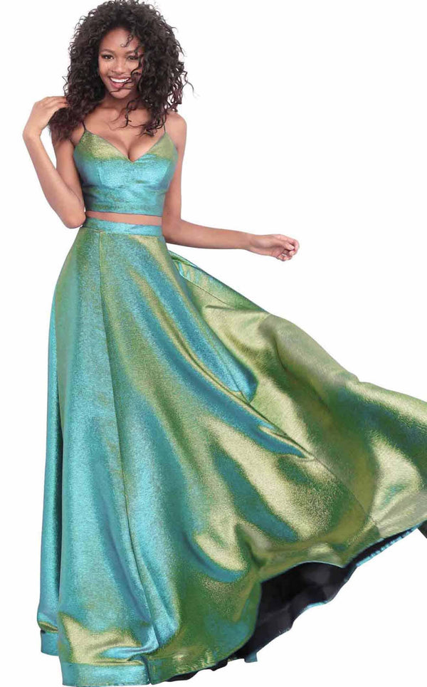 Jovani 67419 Teal/Gold