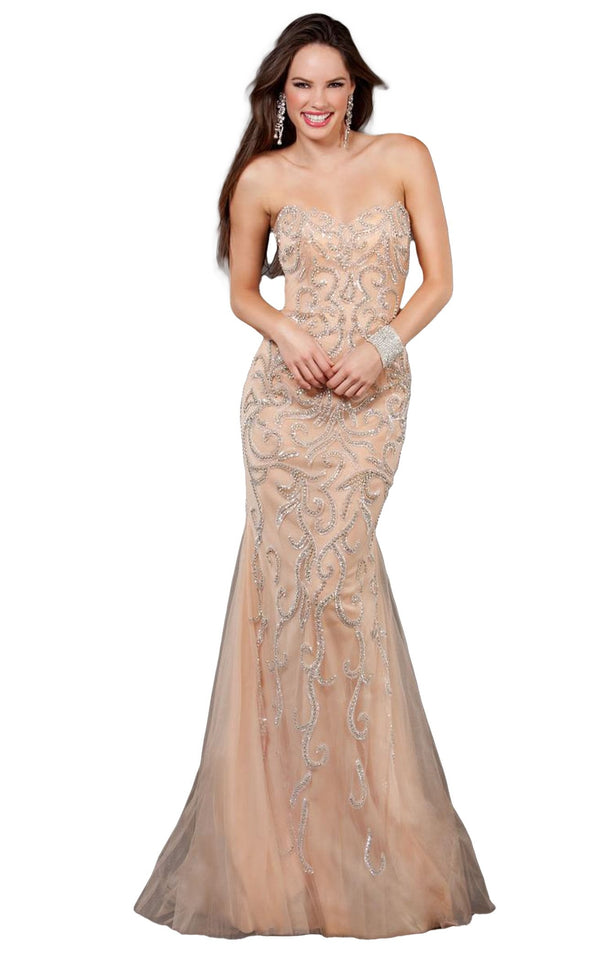 Jovani 72651BG Nude/Silver